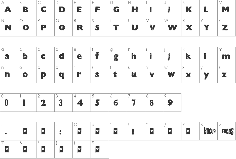 HOCUS FOCUS font character map preview