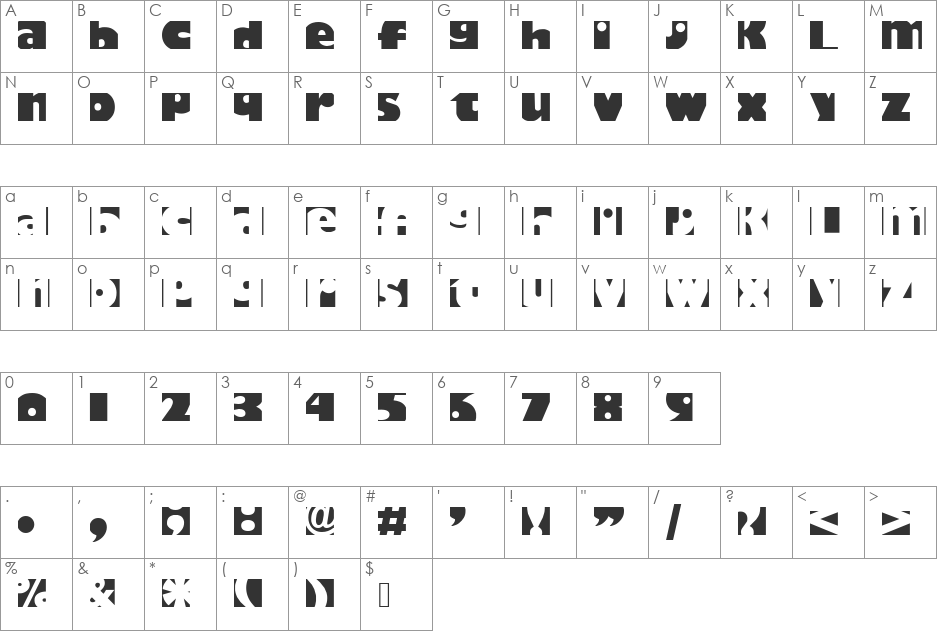 HoDad font character map preview
