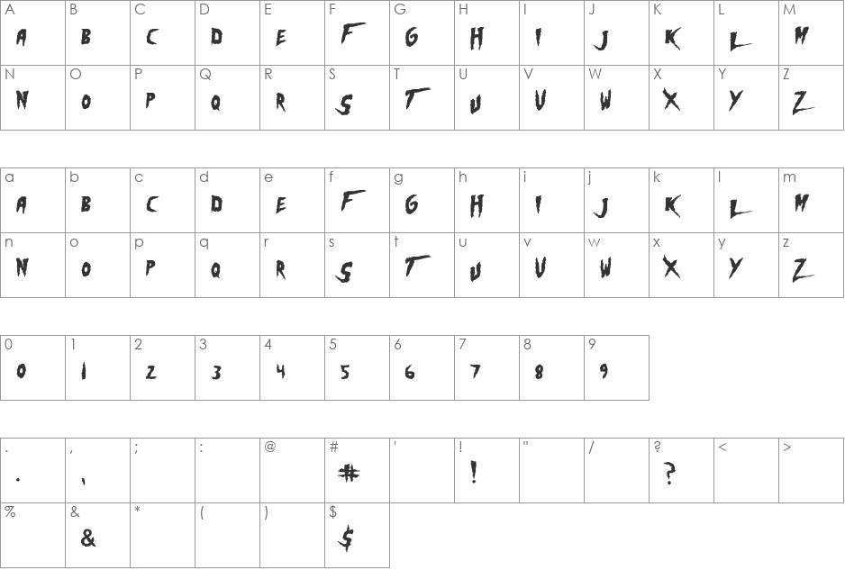HoganMania font character map preview