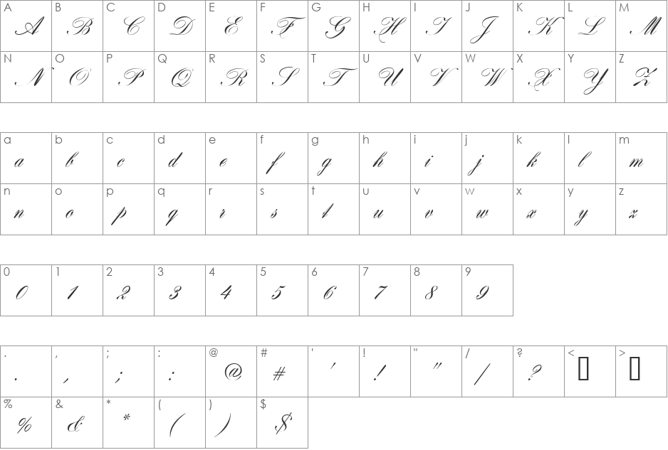 Hogart font character map preview