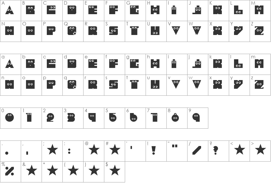 HolaHola font character map preview