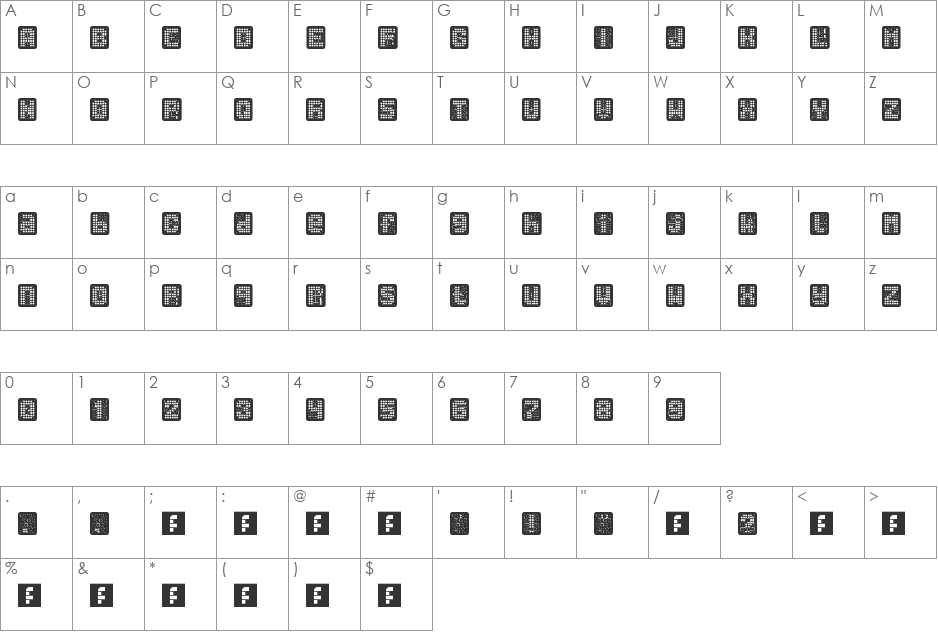 Holes Unplugged font character map preview