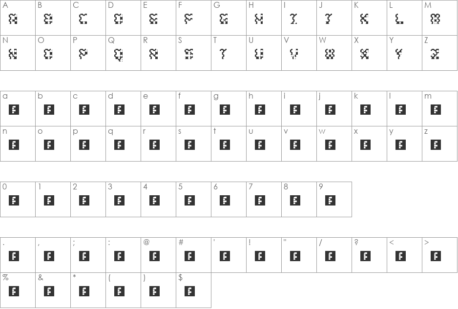 holey font character map preview