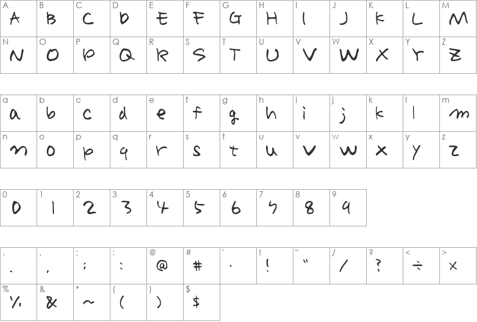 Holiday font character map preview