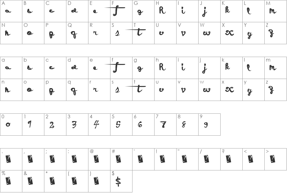 HolidayEvent font character map preview