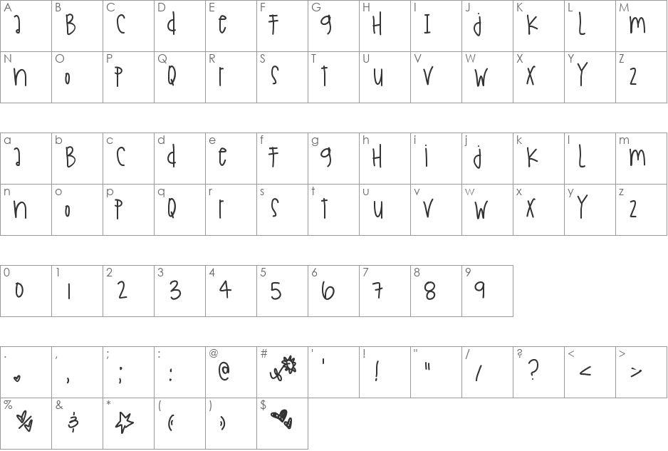 HolidaysAreComing font character map preview
