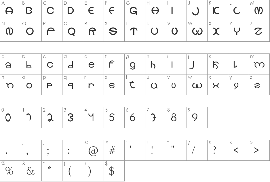 Holitter Circle font character map preview