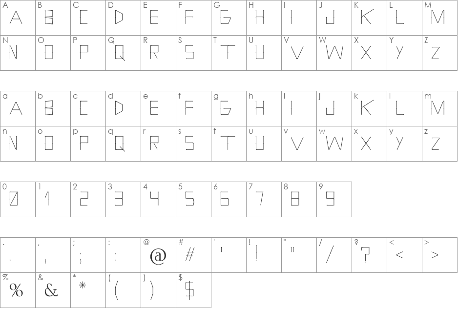 Holitter Phosphorus font character map preview