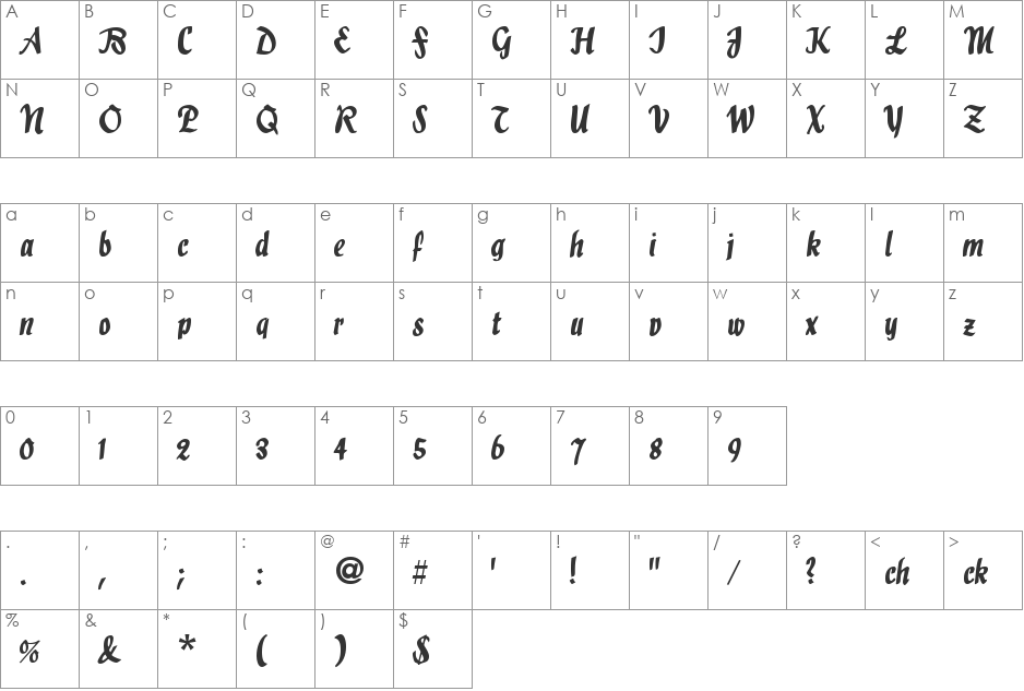 Holla font character map preview