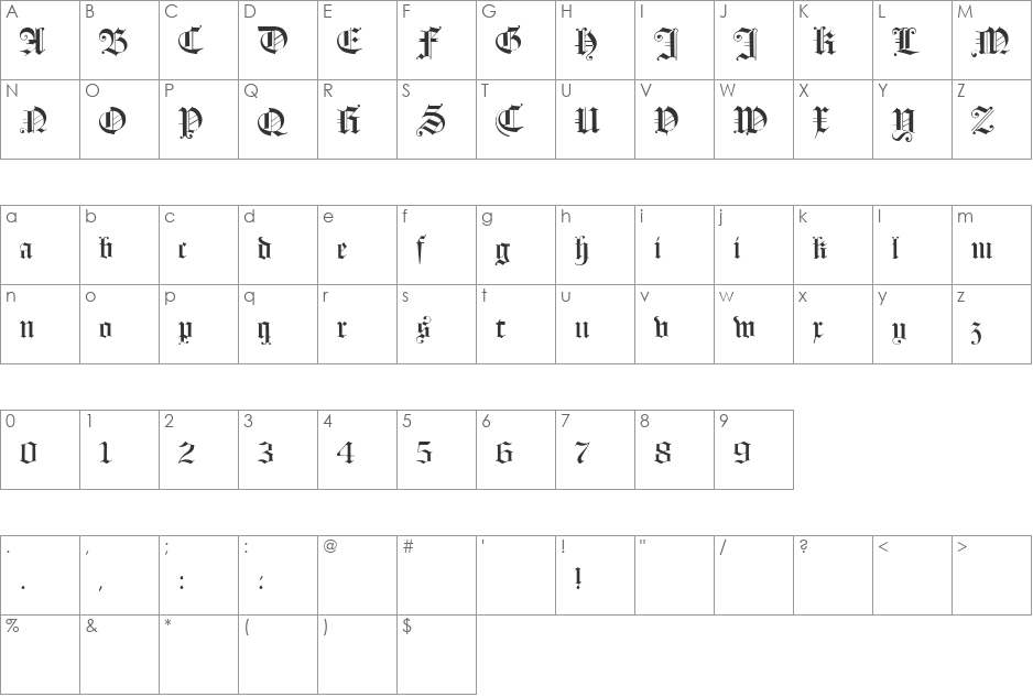 HollandMorlaeu font character map preview