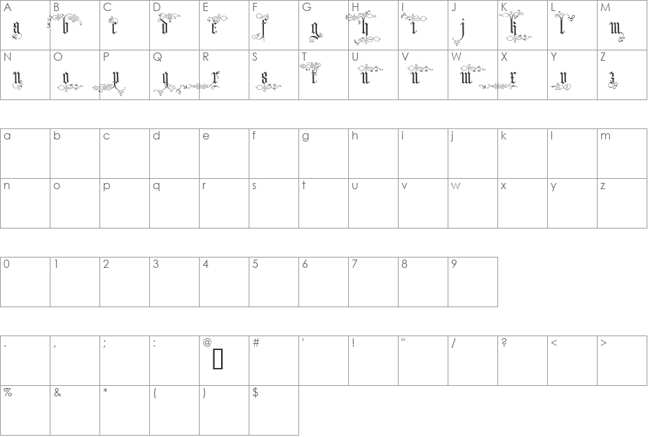 Ardenwood Demo font character map preview