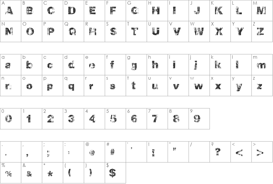 hollavetica font character map preview