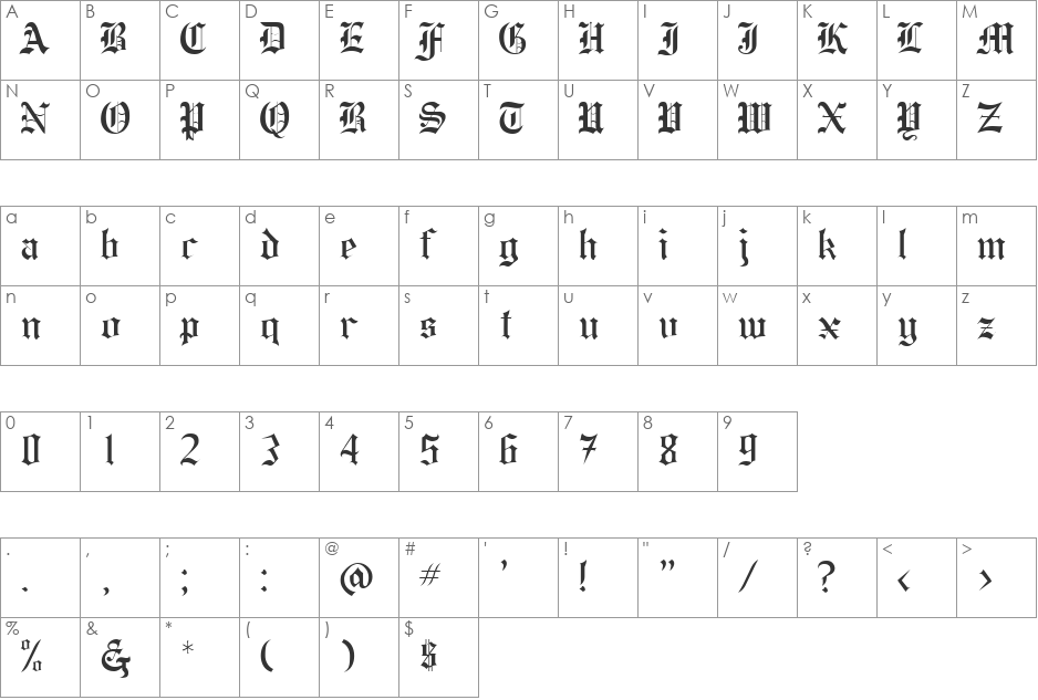 HOLLEBY font character map preview