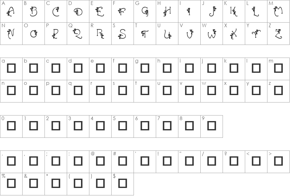 HolLeigh Caps font character map preview