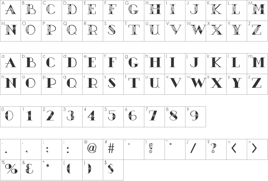 AC1-NewYear font character map preview