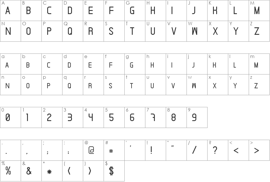 Ardnas font character map preview