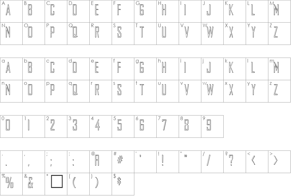 HollowGothic Caps font character map preview