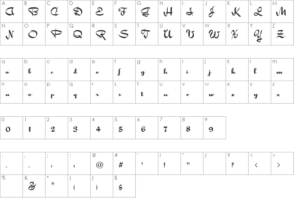 Holly font character map preview