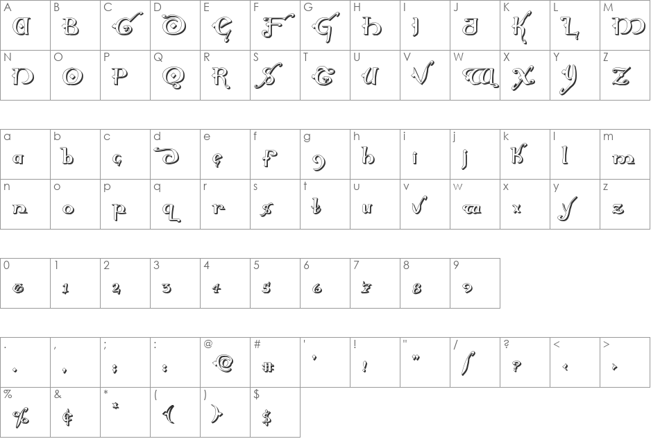 Holly Jingle 3D font character map preview