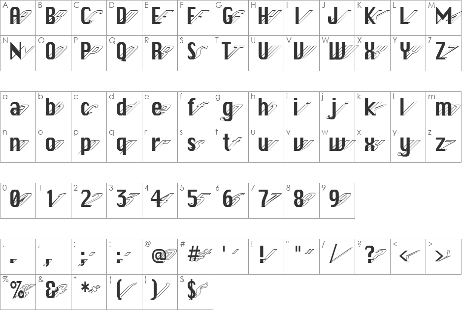 HollyWould font character map preview