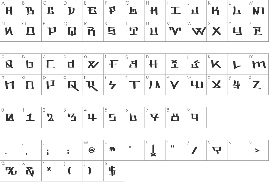 Holmes-Bold font character map preview