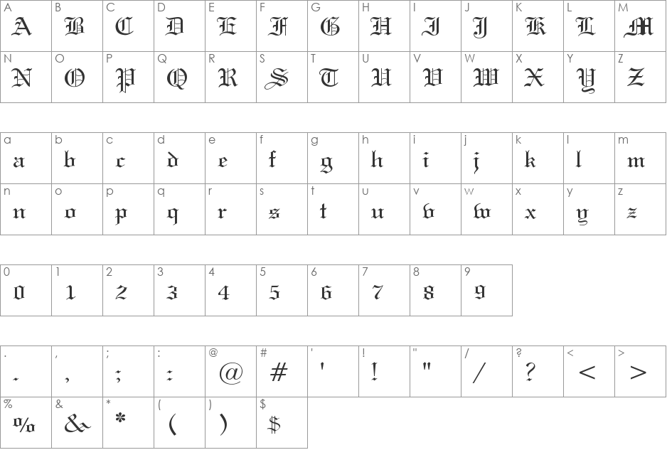 Holy Union font character map preview