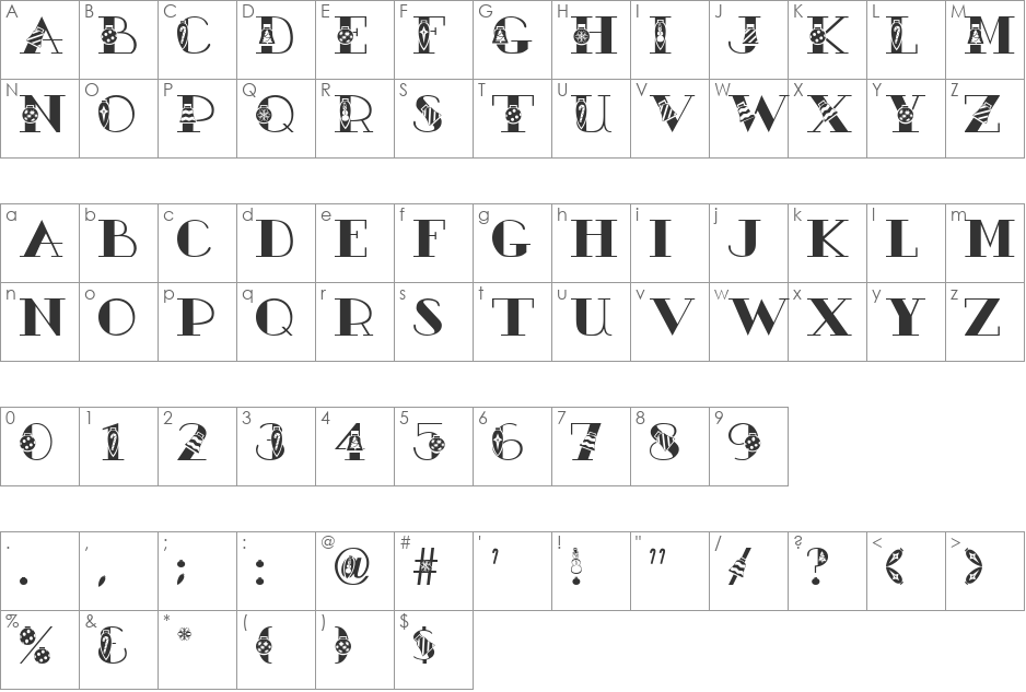AC1-Ornament font character map preview