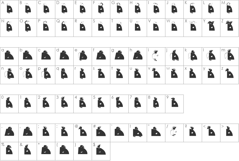 HolySimplicity font character map preview