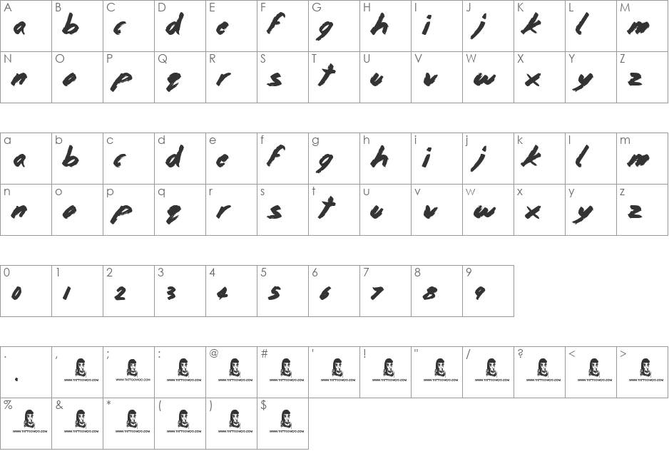 Home and Away font character map preview