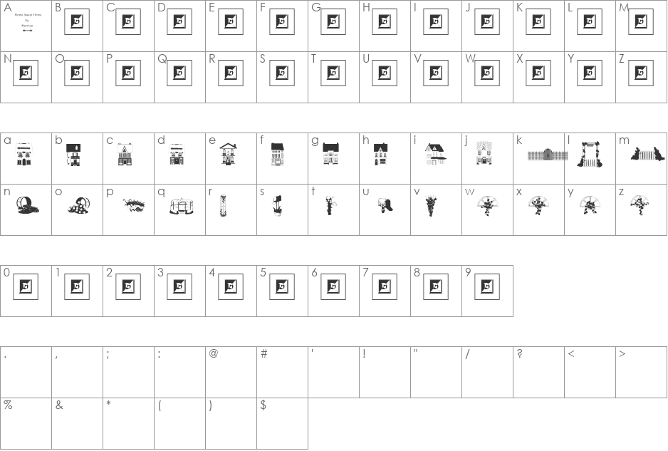 Home Sweet Home font character map preview