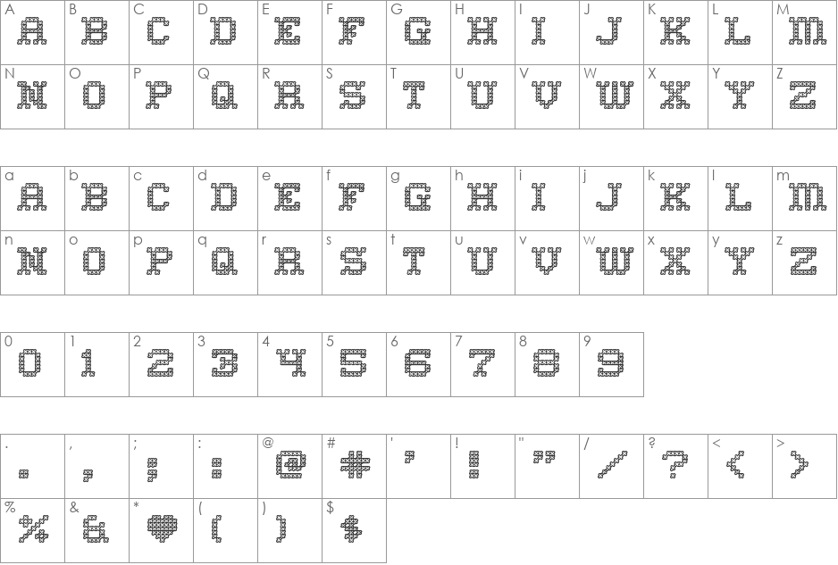 Home Sweet Home Outline font character map preview