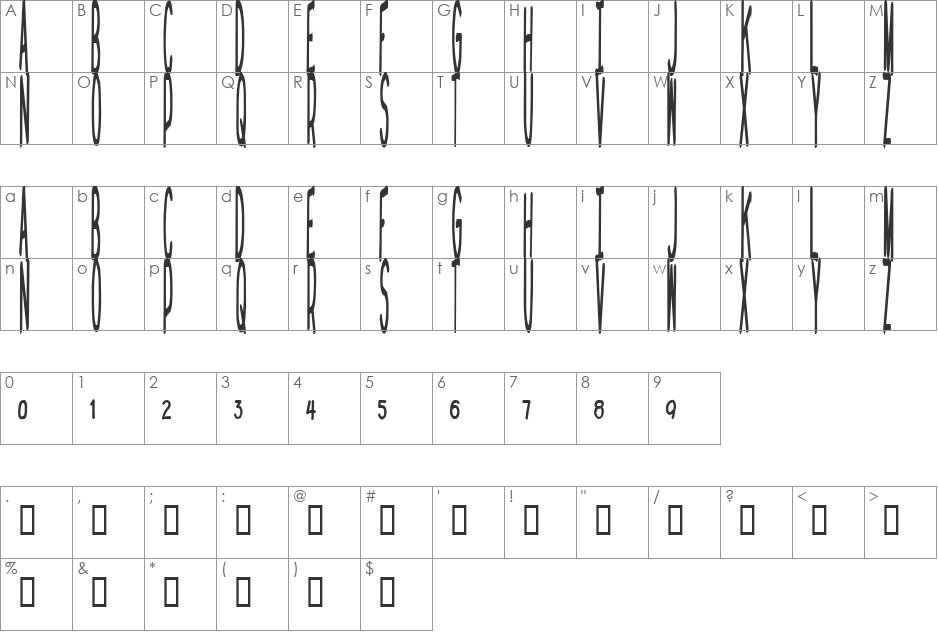 homeboysarebackintown font character map preview