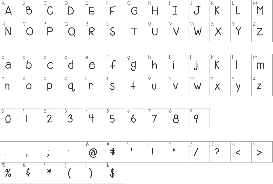 HomegirlBelieves font character map preview