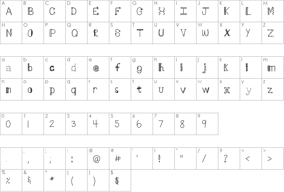 HomegirlDot font character map preview
