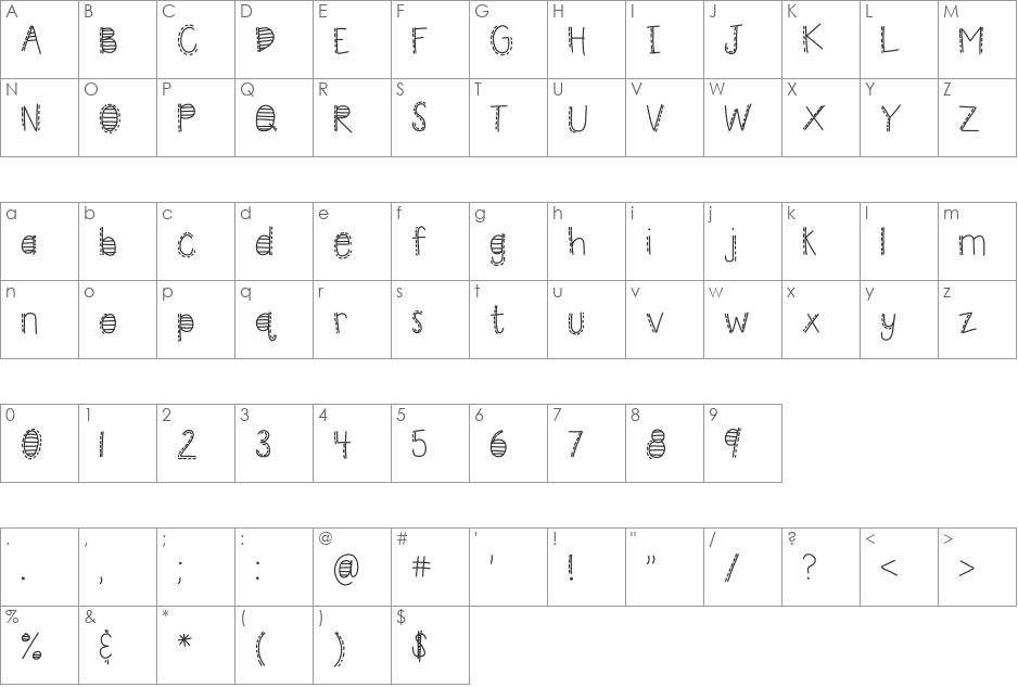 HomegirlFiesta font character map preview