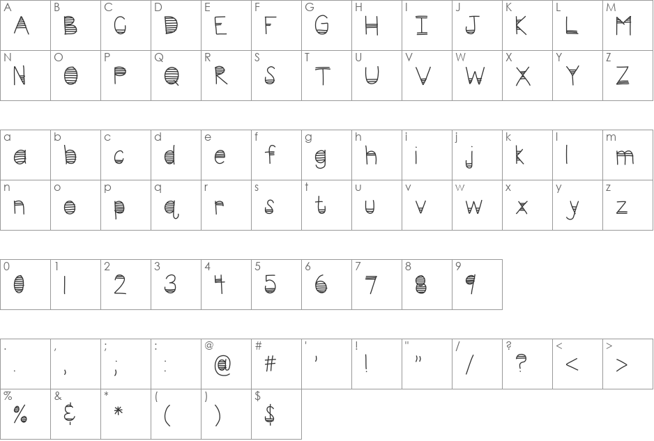 HomegirlFiftyShades font character map preview