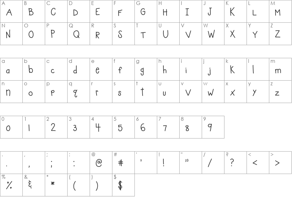 HomegirlGetOnMyLevel font character map preview