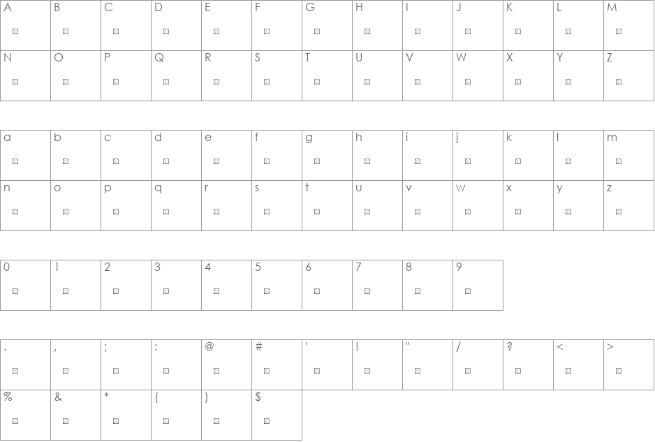 HomePlanning font character map preview