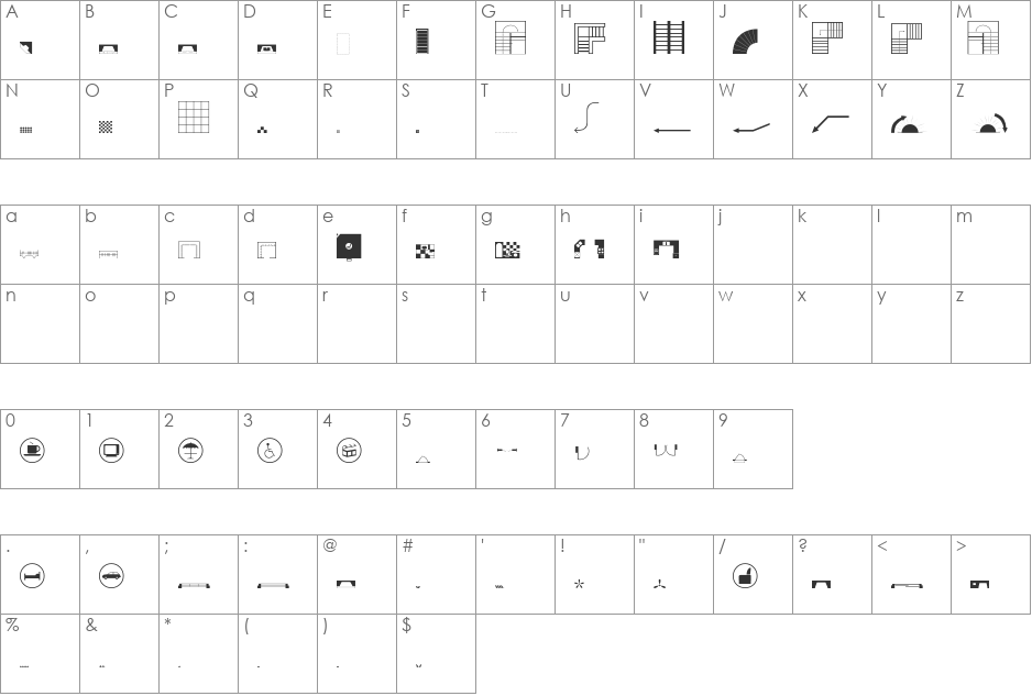 HomePlanning2 font character map preview