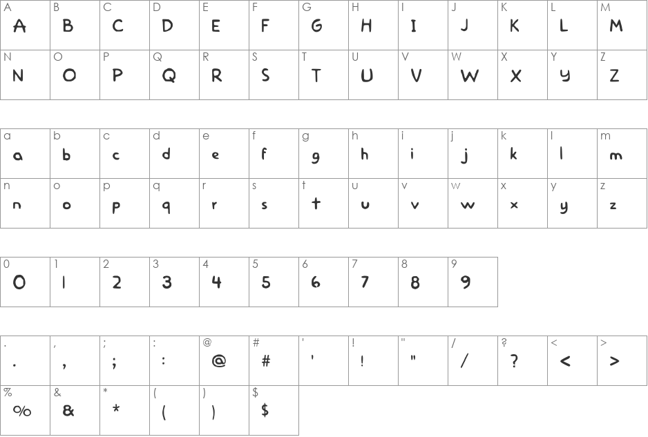 Homer Simpson font character map preview