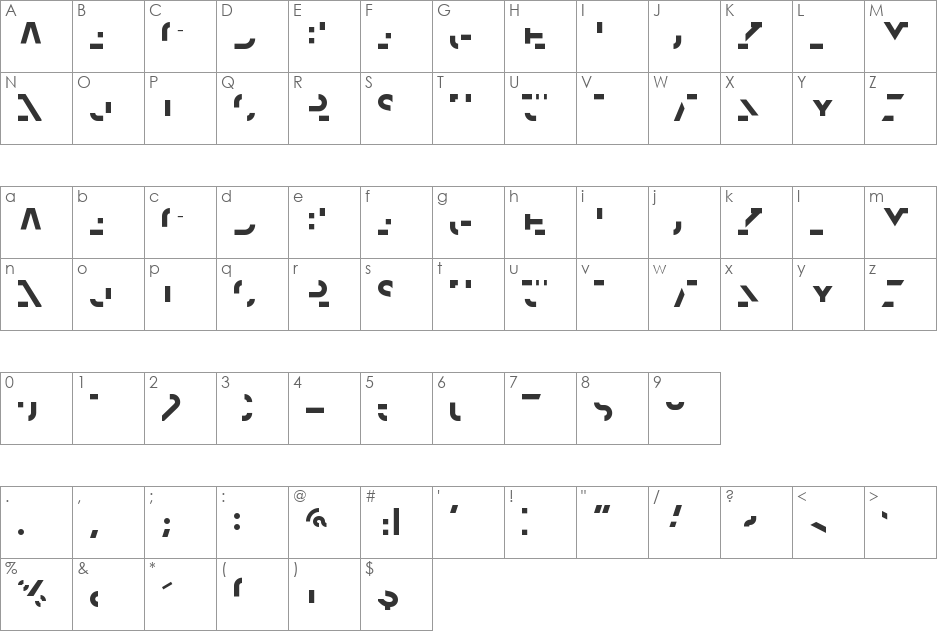 Homestead font character map preview