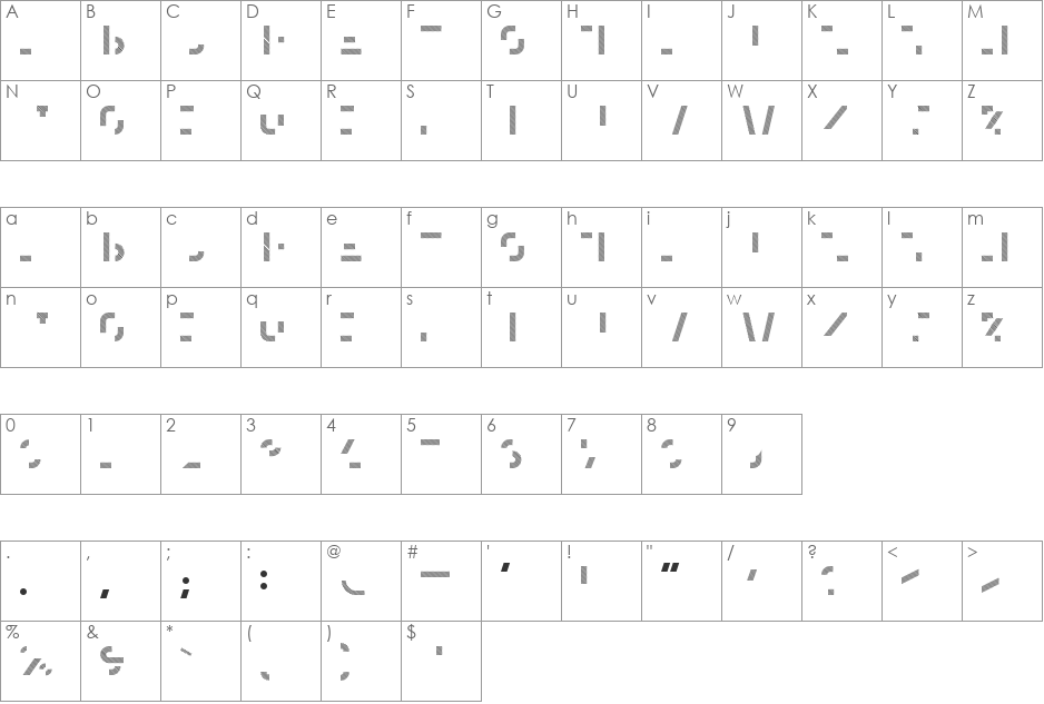 Homestead font character map preview