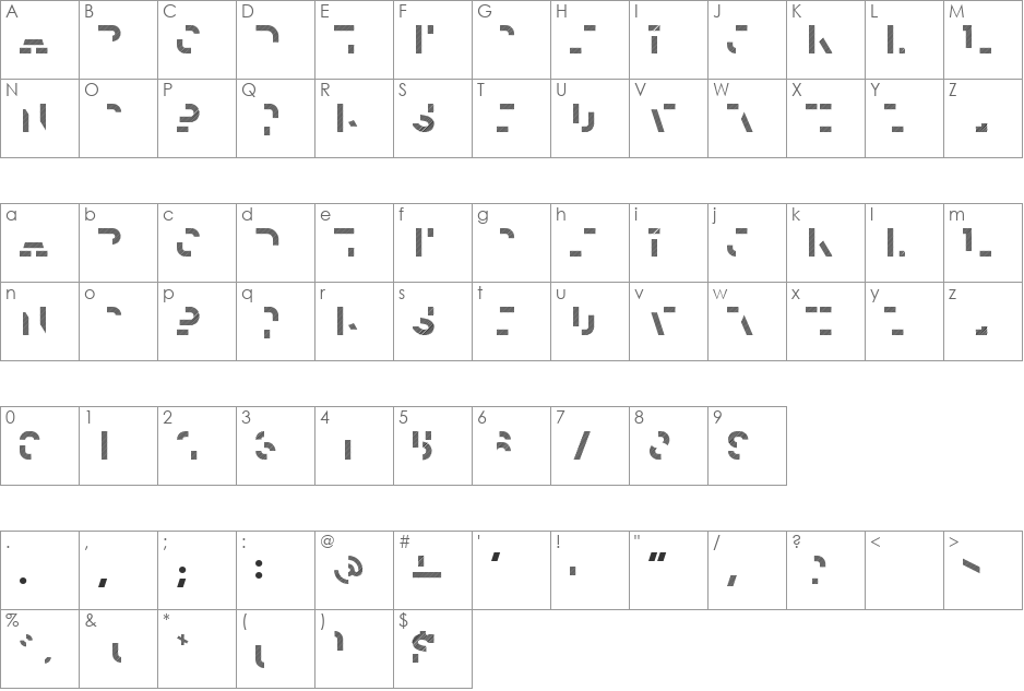 Homestead font character map preview