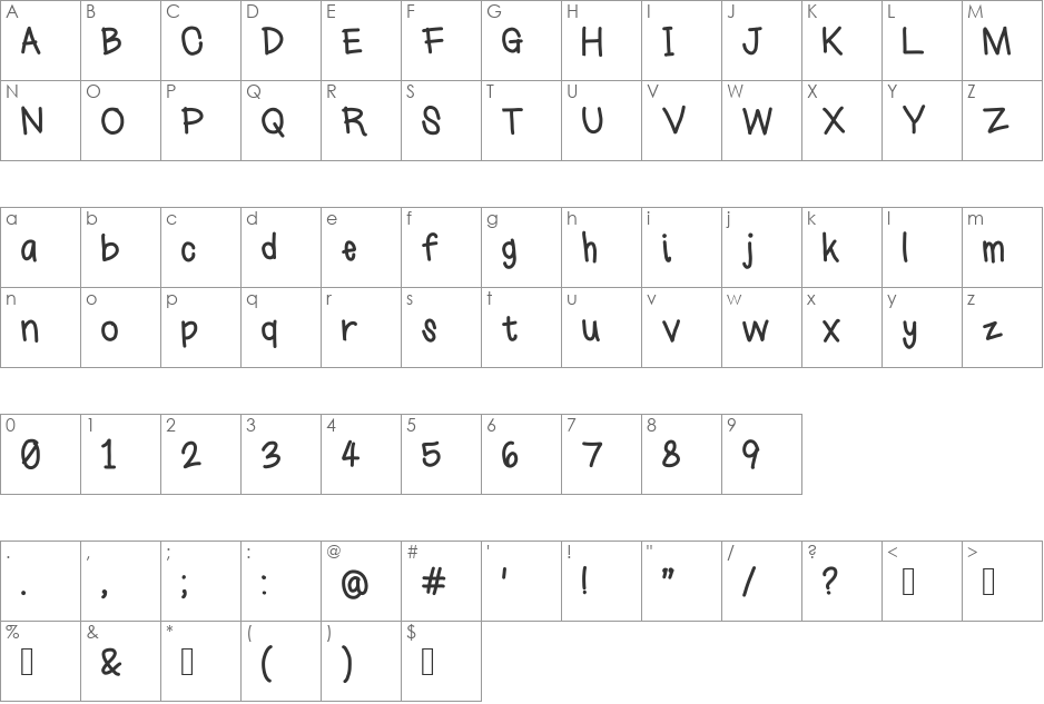 homework font character map preview
