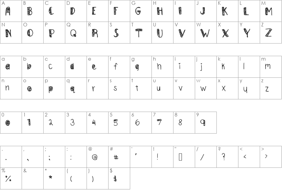 Homewrecker font character map preview