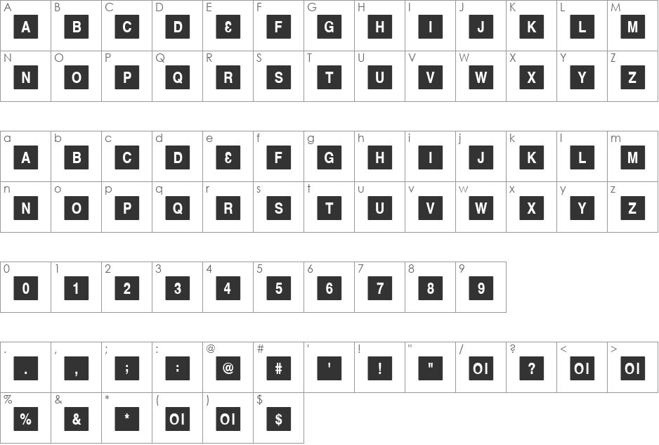 Homewrecker font character map preview