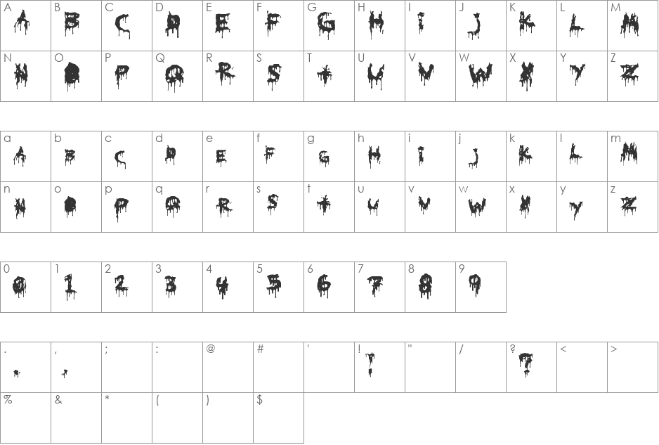 HoMicIDE EFfeCt font character map preview