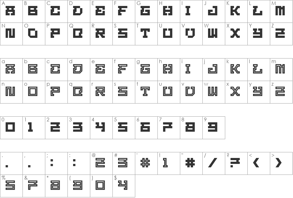 HOMIGOS font character map preview