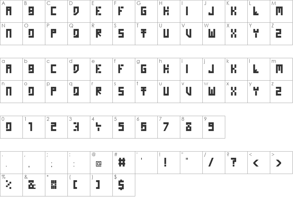 Homo Novis font character map preview