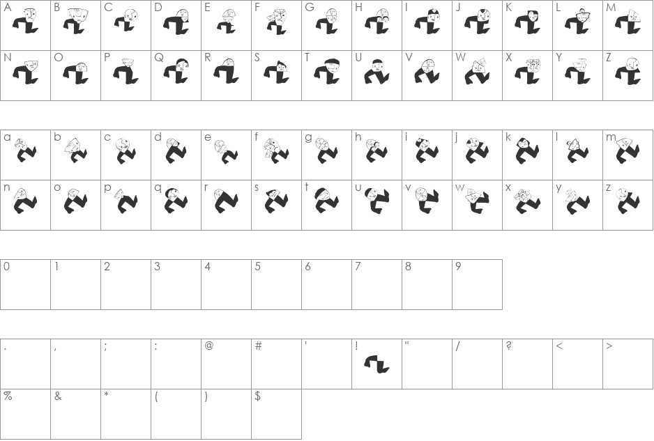 Homunculus font character map preview